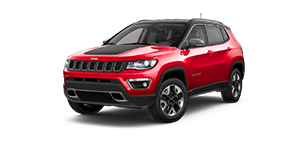 Red Jeep Compass With Black Stripe on the hood SUV